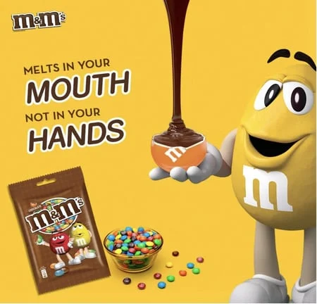 M&M’s slogan Melts in Your Mouth, Not in Your Hands